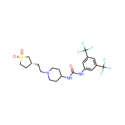 O=C(Nc1cc(C(F)(F)F)cc(C(F)(F)F)c1)NC1CCN(CC[C@@H]2CCS(=O)(=O)C2)CC1 ZINC000028979805