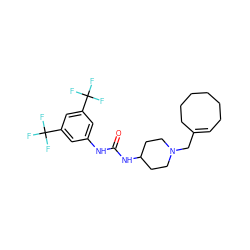 O=C(Nc1cc(C(F)(F)F)cc(C(F)(F)F)c1)NC1CCN(CC2=CCCCCCC2)CC1 ZINC000028708496