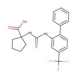 O=C(Nc1cc(C(F)(F)F)ccc1-c1ccccc1)NC1(C(=O)O)CCCC1 ZINC000218428659