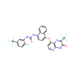 O=C(Nc1cc(C(F)(F)F)ccc1F)Nc1ccc(Oc2ccnc3[nH]c(=O)c(C(F)(F)F)nc23)c2ccccc12 ZINC000058568869