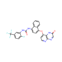 O=C(Nc1cc(C(F)(F)F)ccc1F)Nc1ccc(Oc2ccnc3ncc(=O)[nH]c23)c2ccccc12 ZINC000058540796