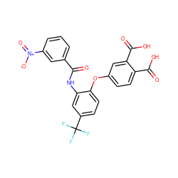 O=C(Nc1cc(C(F)(F)F)ccc1Oc1ccc(C(=O)O)c(C(=O)O)c1)c1cccc([N+](=O)[O-])c1 ZINC000013580652