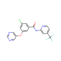 O=C(Nc1cc(C(F)(F)F)ccn1)c1cc(Cl)cc(Oc2cncnc2)c1 ZINC000096938959