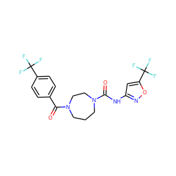 O=C(Nc1cc(C(F)(F)F)on1)N1CCCN(C(=O)c2ccc(C(F)(F)F)cc2)CC1 ZINC000299860355