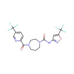 O=C(Nc1cc(C(F)(F)F)on1)N1CCCN(C(=O)c2ccc(C(F)(F)F)cn2)CC1 ZINC000299861918