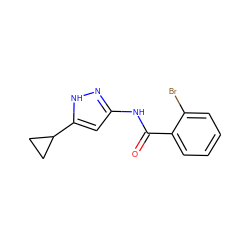 O=C(Nc1cc(C2CC2)[nH]n1)c1ccccc1Br ZINC000013580450