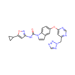 O=C(Nc1cc(C2CC2)on1)n1ccc2cc(Oc3cc(Cn4ncnn4)ncn3)ccc21 ZINC000142563420