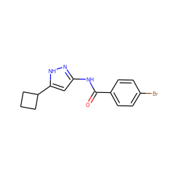 O=C(Nc1cc(C2CCC2)[nH]n1)c1ccc(Br)cc1 ZINC000012354788