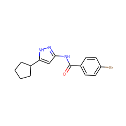 O=C(Nc1cc(C2CCCC2)[nH]n1)c1ccc(Br)cc1 ZINC000012354799