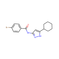 O=C(Nc1cc(C2CCCCC2)[nH]n1)c1ccc(Br)cc1 ZINC000013580460