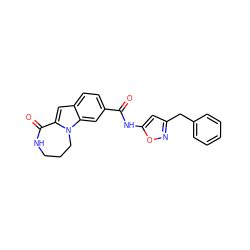 O=C(Nc1cc(Cc2ccccc2)no1)c1ccc2cc3n(c2c1)CCCNC3=O ZINC000073220354