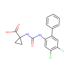 O=C(Nc1cc(Cl)c(F)cc1-c1ccccc1)NC1(C(=O)O)CC1 ZINC000218414898