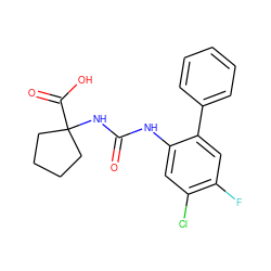 O=C(Nc1cc(Cl)c(F)cc1-c1ccccc1)NC1(C(=O)O)CCCC1 ZINC000218415188