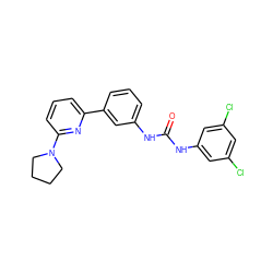 O=C(Nc1cc(Cl)cc(Cl)c1)Nc1cccc(-c2cccc(N3CCCC3)n2)c1 ZINC000299832845