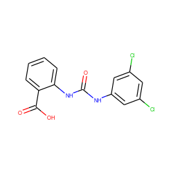 O=C(Nc1cc(Cl)cc(Cl)c1)Nc1ccccc1C(=O)O ZINC000049793374