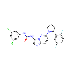 O=C(Nc1cc(Cl)cc(Cl)c1)Nc1cnc2ccc(N3CCC[C@@H]3c3cc(F)ccc3F)nn12 ZINC000118239960