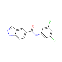 O=C(Nc1cc(Cl)cc(Cl)c1)c1ccc2[nH]ncc2c1 ZINC000144904142