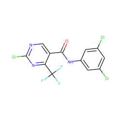 O=C(Nc1cc(Cl)cc(Cl)c1)c1cnc(Cl)nc1C(F)(F)F ZINC000004280929