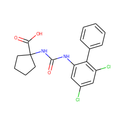 O=C(Nc1cc(Cl)cc(Cl)c1-c1ccccc1)NC1(C(=O)O)CCCC1 ZINC000220914895