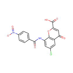 O=C(Nc1cc(Cl)cc2c(=O)cc(C(=O)O)oc12)c1ccc([N+](=O)[O-])cc1 ZINC000096271902