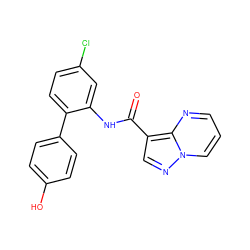 O=C(Nc1cc(Cl)ccc1-c1ccc(O)cc1)c1cnn2cccnc12 ZINC000113651761