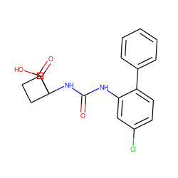 O=C(Nc1cc(Cl)ccc1-c1ccccc1)NC1(C(=O)O)CCC1 ZINC000218414793