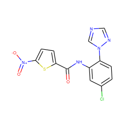 O=C(Nc1cc(Cl)ccc1-n1cncn1)c1ccc([N+](=O)[O-])s1 ZINC000015940431