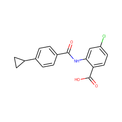 O=C(Nc1cc(Cl)ccc1C(=O)O)c1ccc(C2CC2)cc1 ZINC000066136550