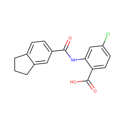 O=C(Nc1cc(Cl)ccc1C(=O)O)c1ccc2c(c1)CCC2 ZINC000013186063