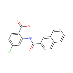 O=C(Nc1cc(Cl)ccc1C(=O)O)c1ccc2ccccc2c1 ZINC000008187439