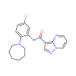 O=C(Nc1cc(Cl)ccc1N1CCCCCC1)c1cnn2cccnc12 ZINC000113652009