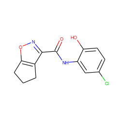 O=C(Nc1cc(Cl)ccc1O)c1noc2c1CCC2 ZINC000000426288