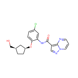 O=C(Nc1cc(Cl)ccc1O[C@H]1CC[C@@H](CO)C1)c1cnn2cccnc12 ZINC000113650438