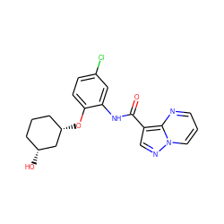 O=C(Nc1cc(Cl)ccc1O[C@H]1CCC[C@@H](O)C1)c1cnn2cccnc12 ZINC000113654011