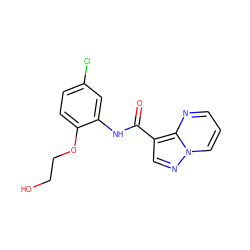 O=C(Nc1cc(Cl)ccc1OCCO)c1cnn2cccnc12 ZINC000113652945