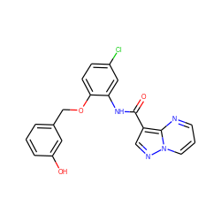 O=C(Nc1cc(Cl)ccc1OCc1cccc(O)c1)c1cnn2cccnc12 ZINC000113652969