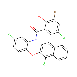 O=C(Nc1cc(Cl)ccc1Oc1ccc2ccccc2c1Cl)c1cc(Cl)cc(Br)c1O ZINC000001920031