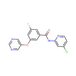 O=C(Nc1cc(Cl)ccn1)c1cc(F)cc(Oc2cncnc2)c1 ZINC000096938943