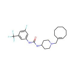 O=C(Nc1cc(F)cc(C(F)(F)F)c1)NC1CCN(CC2=CCCCCCC2)CC1 ZINC000028708499