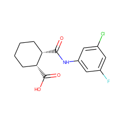 O=C(Nc1cc(F)cc(Cl)c1)[C@H]1CCCC[C@H]1C(=O)O ZINC000045258496