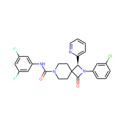 O=C(Nc1cc(F)cc(F)c1)N1CCC2(CC1)C(=O)N(c1cccc(Cl)c1)[C@@H]2c1ccccn1 ZINC000058603480