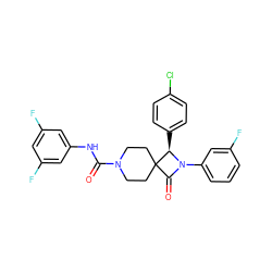 O=C(Nc1cc(F)cc(F)c1)N1CCC2(CC1)C(=O)N(c1cccc(F)c1)[C@@H]2c1ccc(Cl)cc1 ZINC000058608306