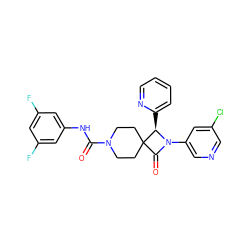 O=C(Nc1cc(F)cc(F)c1)N1CCC2(CC1)C(=O)N(c1cncc(Cl)c1)[C@@H]2c1ccccn1 ZINC000058603476