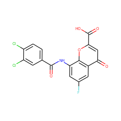 O=C(Nc1cc(F)cc2c(=O)cc(C(=O)O)oc12)c1ccc(Cl)c(Cl)c1 ZINC000096271895