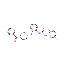 O=C(Nc1cc(F)ccc1F)Nc1ccccc1CN1CCC(C(=O)c2ccccc2)CC1 ZINC000013475781