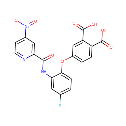 O=C(Nc1cc(F)ccc1Oc1ccc(C(=O)O)c(C(=O)O)c1)c1cc([N+](=O)[O-])ccn1 ZINC000013587612