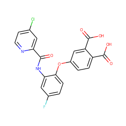 O=C(Nc1cc(F)ccc1Oc1ccc(C(=O)O)c(C(=O)O)c1)c1cc(Cl)ccn1 ZINC000013587613