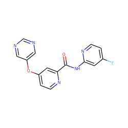 O=C(Nc1cc(F)ccn1)c1cc(Oc2cncnc2)ccn1 ZINC000167485415