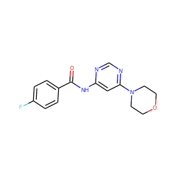 O=C(Nc1cc(N2CCOCC2)ncn1)c1ccc(F)cc1 ZINC000000082143