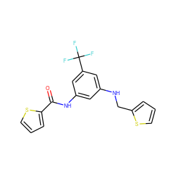 O=C(Nc1cc(NCc2cccs2)cc(C(F)(F)F)c1)c1cccs1 ZINC000299839443